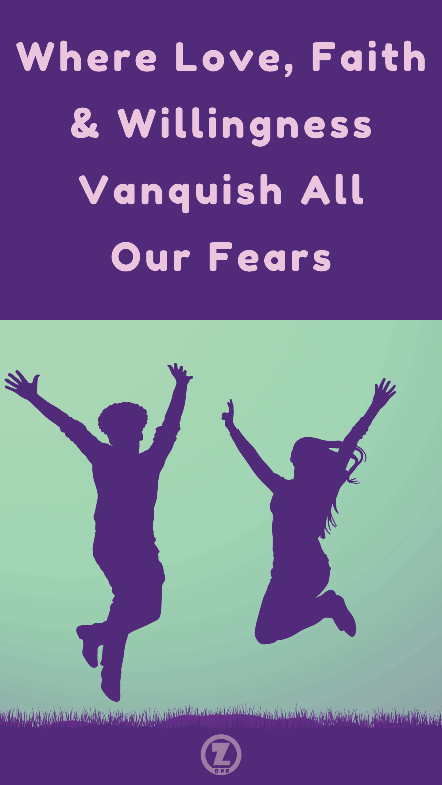 Two people in silhouette jumping for joy w/ sfz title